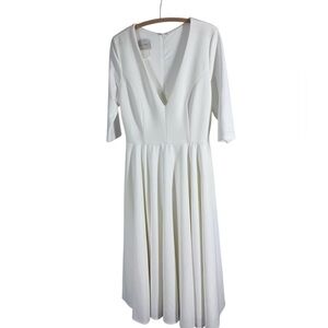 Anthropologie BHLDN white dress tea length with pockets US 12